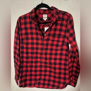NWT J.Crew Buffalo Check Flannel Red Dark Blue